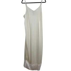 UPCYCLED VTG Full Slip /Extender Women L Cream Lace Trim Boho Bridal Lingerie‎